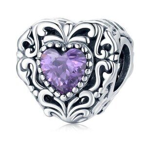 925 Sterling Silver Vintage Heart Charm